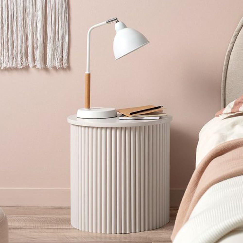 Brown Art SHOPPEE Modern Round Block Engineered Wood Center Table Coffee End Table Modern Plant Stand for Balcony Living Room and Bedroom, Outdoor Indoor Table (White)-image-10