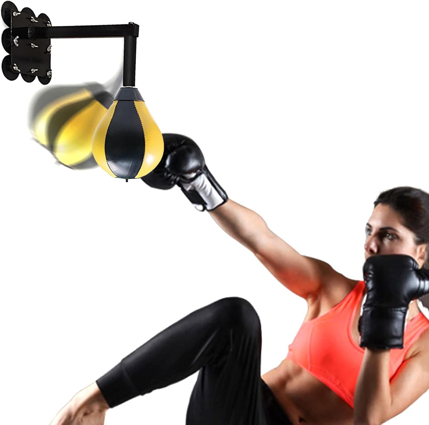 GTPBAO Wall-Mounted Boxing Punching Ball, Reflex Speed Bag with Sucker & Spring, Training Equipment for Door Frame Tile Glass