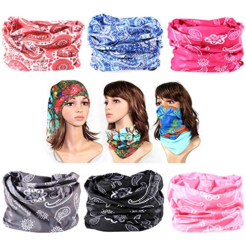 Zupro Headband Bandana 6PCS Sports Magic Scarf Face Sun Mask Neck Gaiter Balaclava Headwear, for Hiking Running Cycling Yoga Fishing Hunting Skiing & Snowboarding.Paisley Pattern