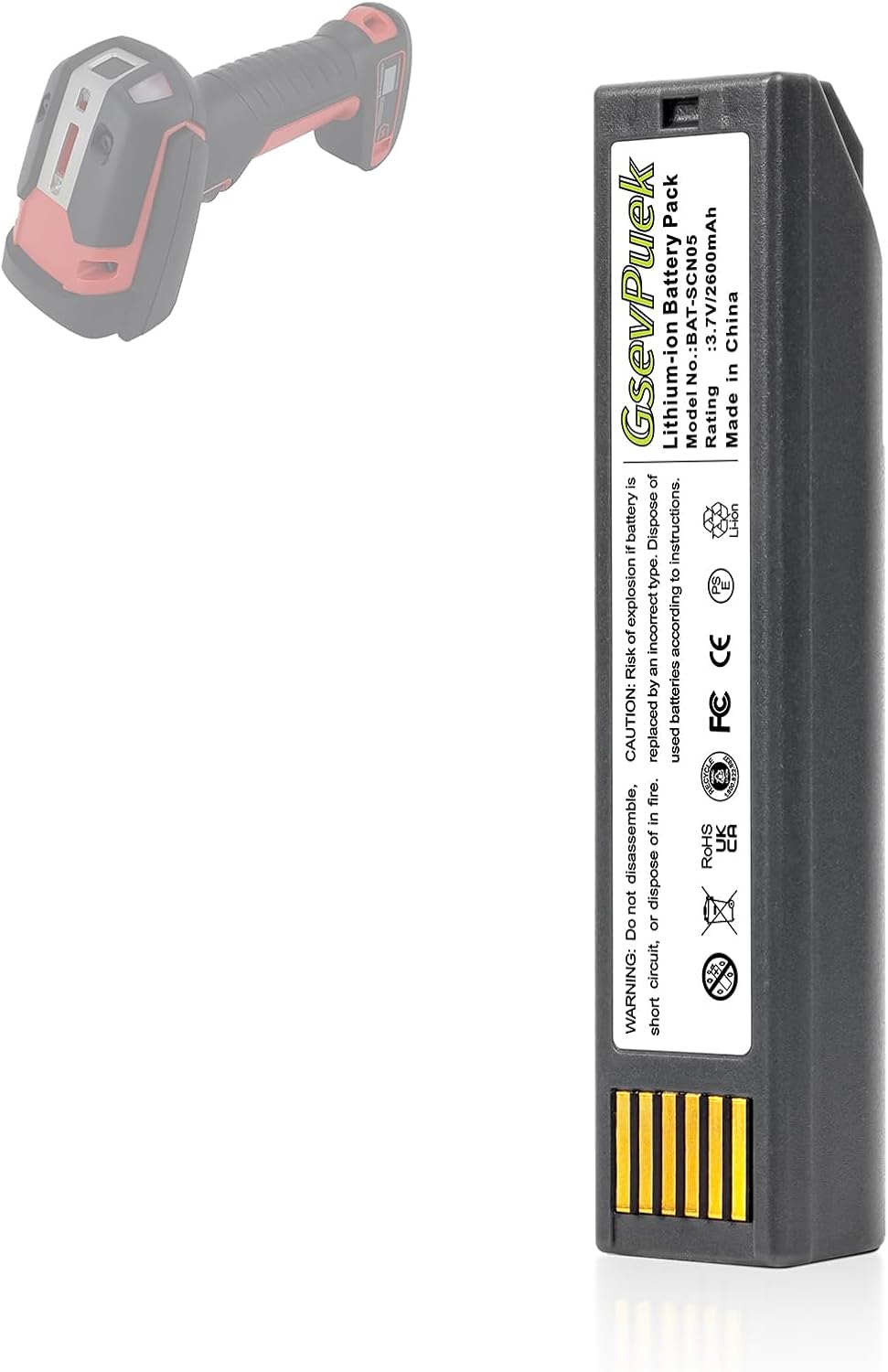 BAT-SCN05 Scanner Battery,50148009-001 for Granit XP 1990iSR,1991iSR,1990iXR,1991iXR, 1990iXLR,1991iXL,Xenon 1952 Barcode Scanner,Li-ion.2600mAh.
