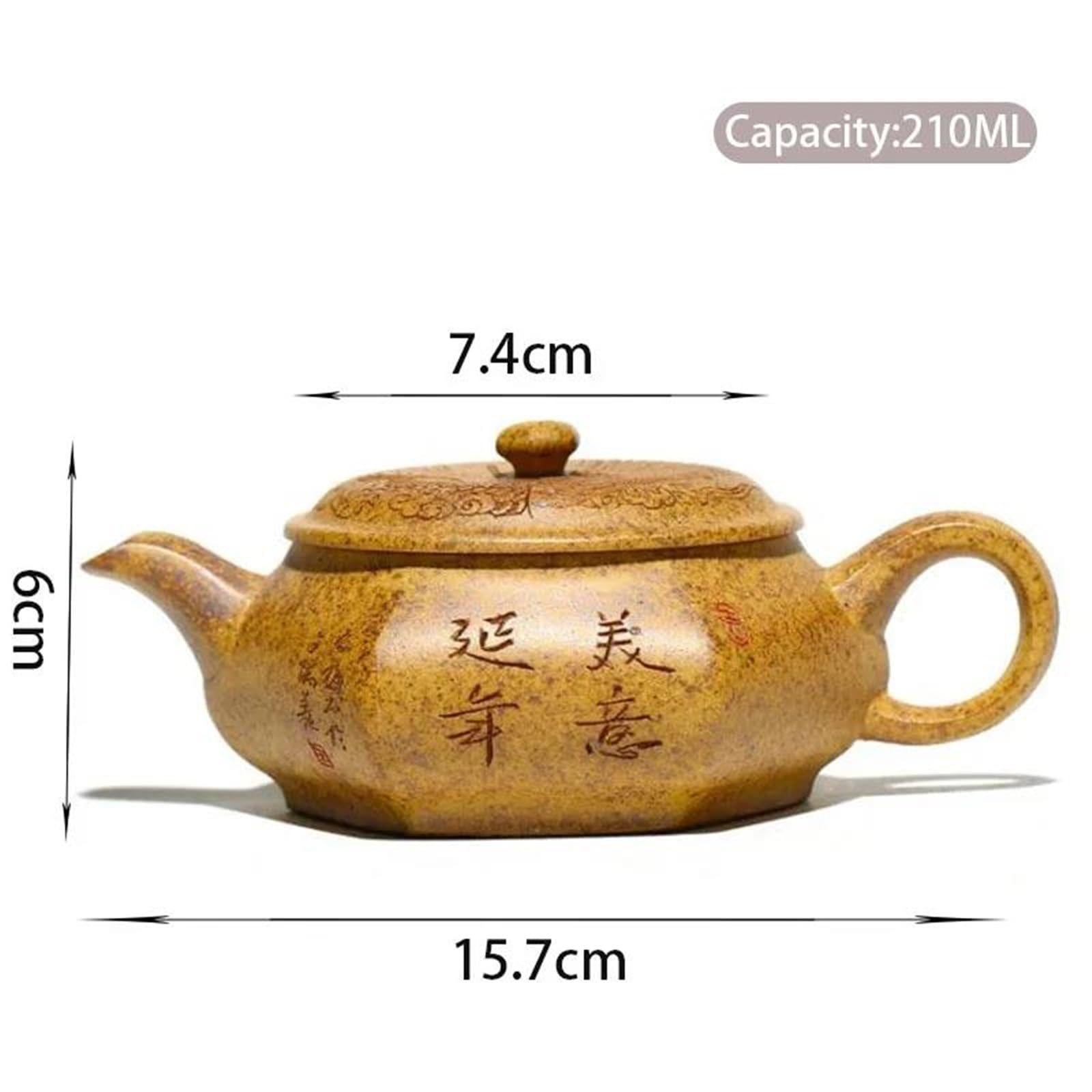 Zestaw do herbaty popołudniowej, chiński zestaw do herbaty Zisha, 210 ml, ręcznie robiony zestaw do herbaty Yixing w kształcie sześciokąta, fioletowy, gliniany czajnik