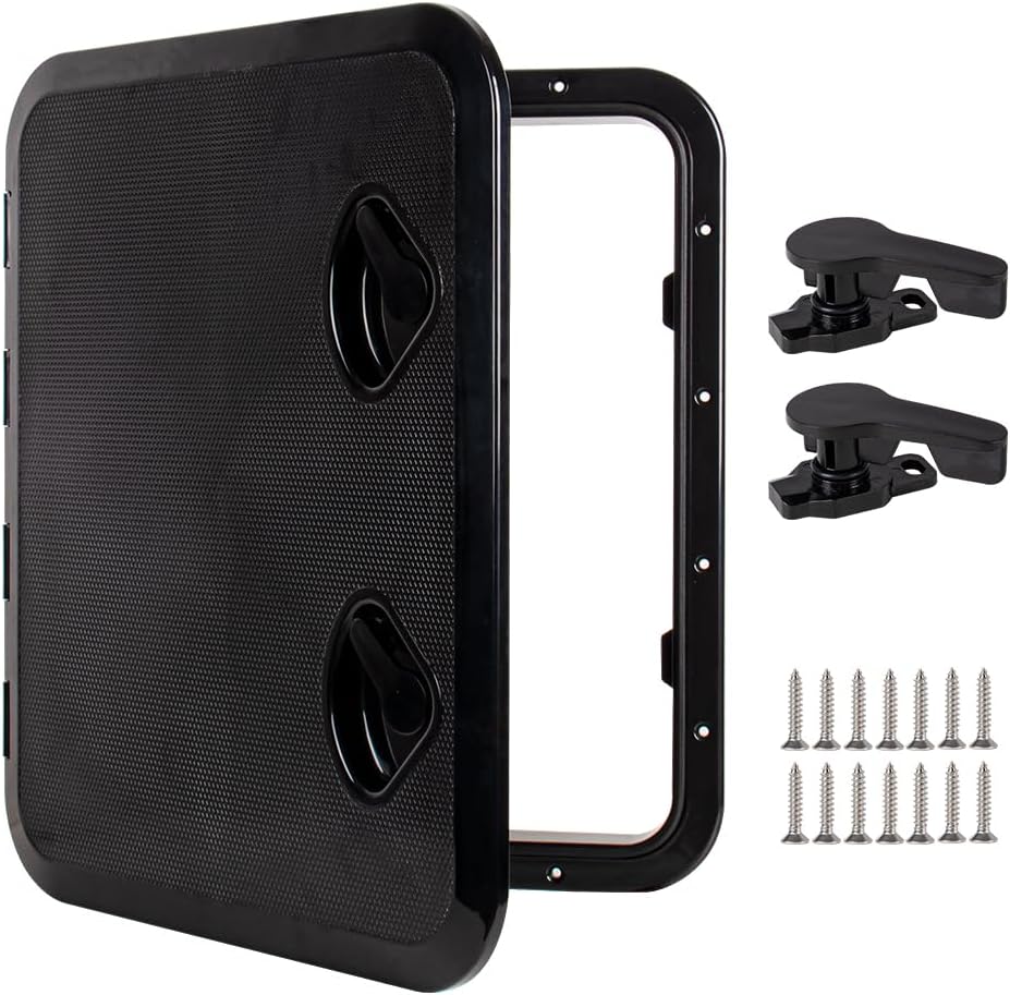 Marine Deck Access Hatch 18.1"×20" White/Black Rectangle Boat Hatch & Lid,Boat Deck Hatch Lids
