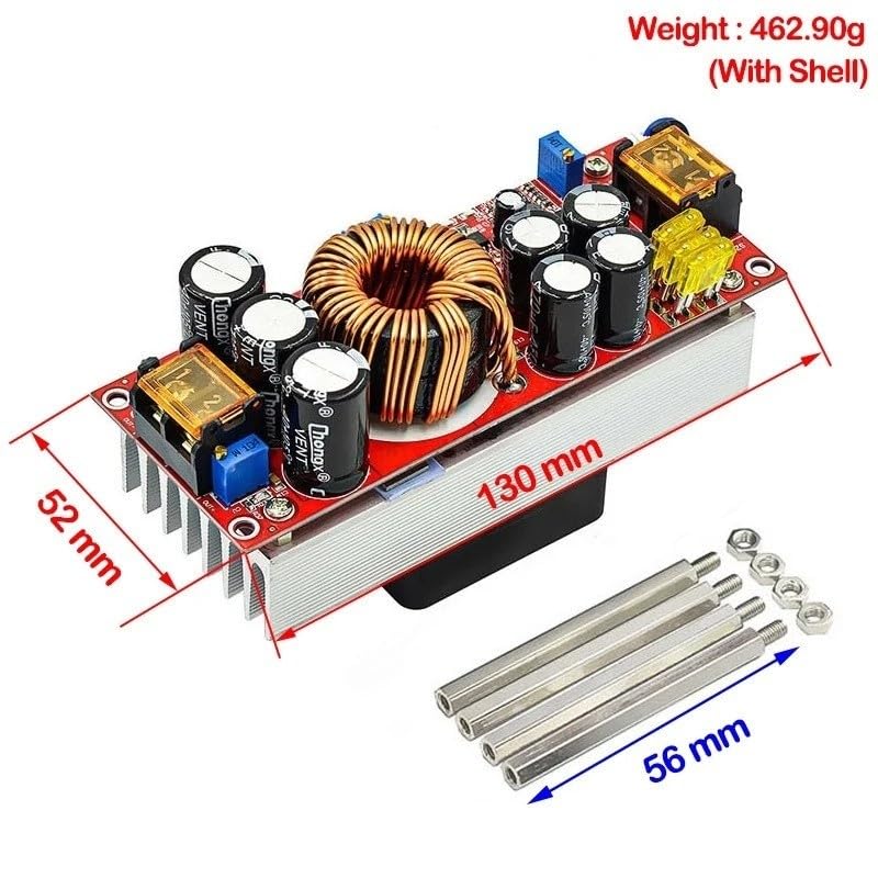 Convertidor de refuerzo DC-DC 1800W, 40A, módulo fuente alimentación elevadora, cargador voltaje ajustable 10-60V a 12-90V