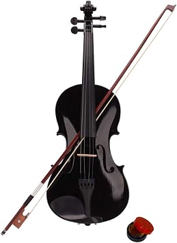 4/4 Acoustic Violin Set,Beginner Violin Vintage Solid Wood Violin Starter Kit with Carrying Case,Bow and Rosin (Black)
