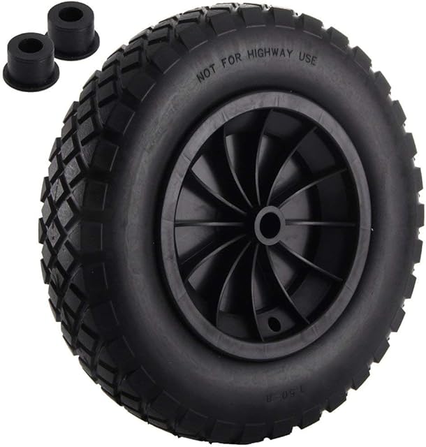 KetoPlastics BLACK PU 14" Puncture Proof Solid Industrial Wheelbarrow Wheel Tyre 3.50 - 8