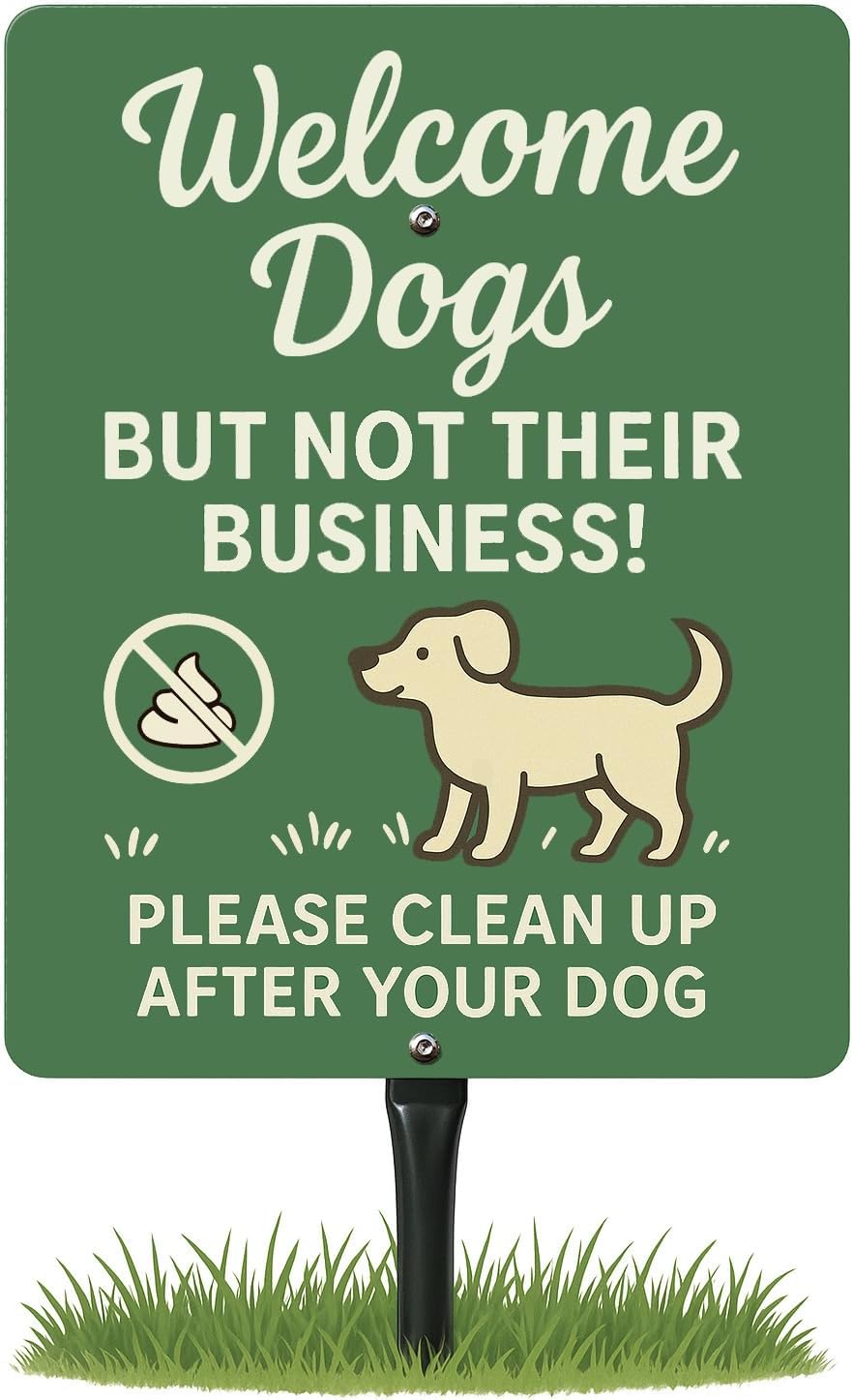2Pack Clean Up After Your Dog Sign for Yard, 12"x9" Funny No Pooping Lawn Sign, Pick Up After Your Dog Notice with Metal Stake, Heavy Duty Aluminum, UV Protected & Weatherproof