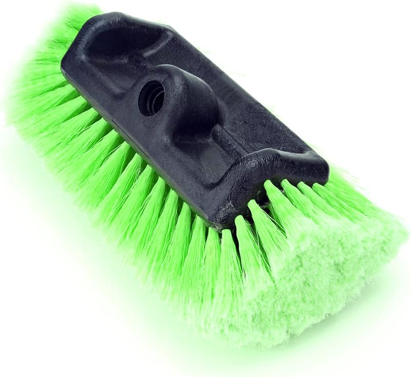 Forgrace 12" Car Wash Brush Head with Medium Soft Bristle | Five-Sided Flow Though Dip Auto Cleaning | for Auto RV Truck Boat Camper Exterior House Washing Cleaning, Green Plus