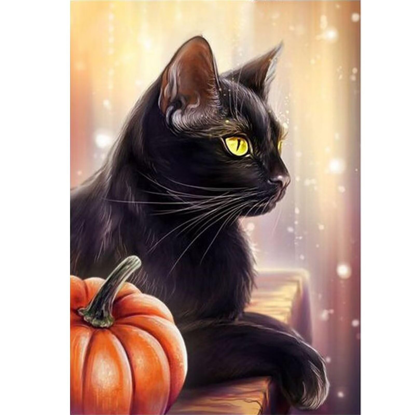 Peinture Diamant Adulte Chat Noir Grand Format 60x90cm Anti-Stress Kit Broderie Diamant Complet