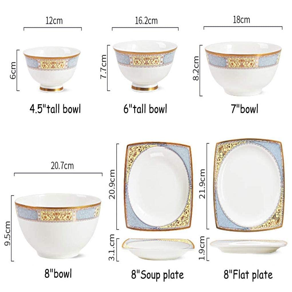 Zestaw obiadowy, 40 sztuk porcelanowego zestawu obiadowego dla 6 osób. Kunszt glazury z kombinacją zastawy stołowej ze wzorem Phnom Penh