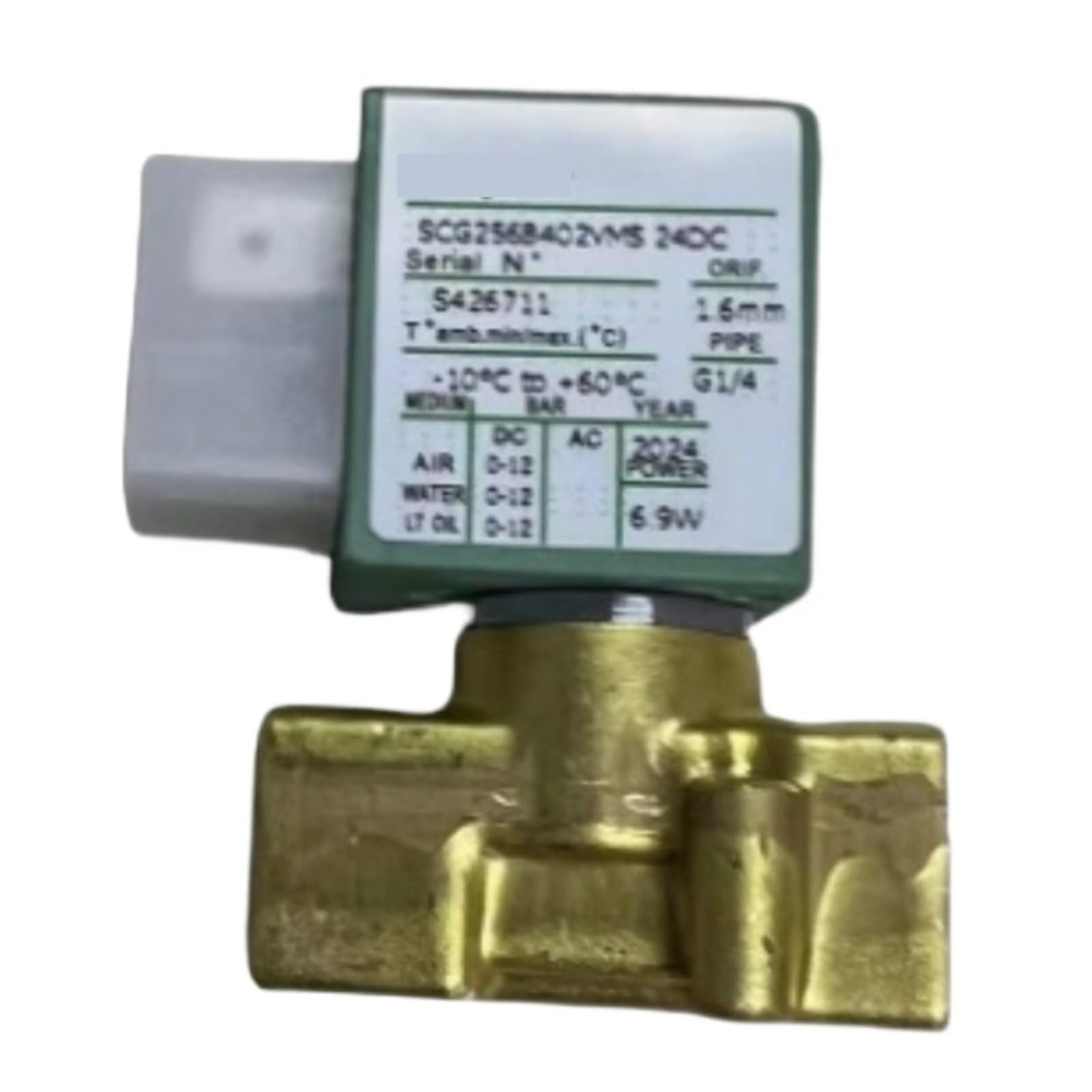 Vanne à deux voies SCG256B402VMS 24V CC normalement fermée pour contrôle fluide