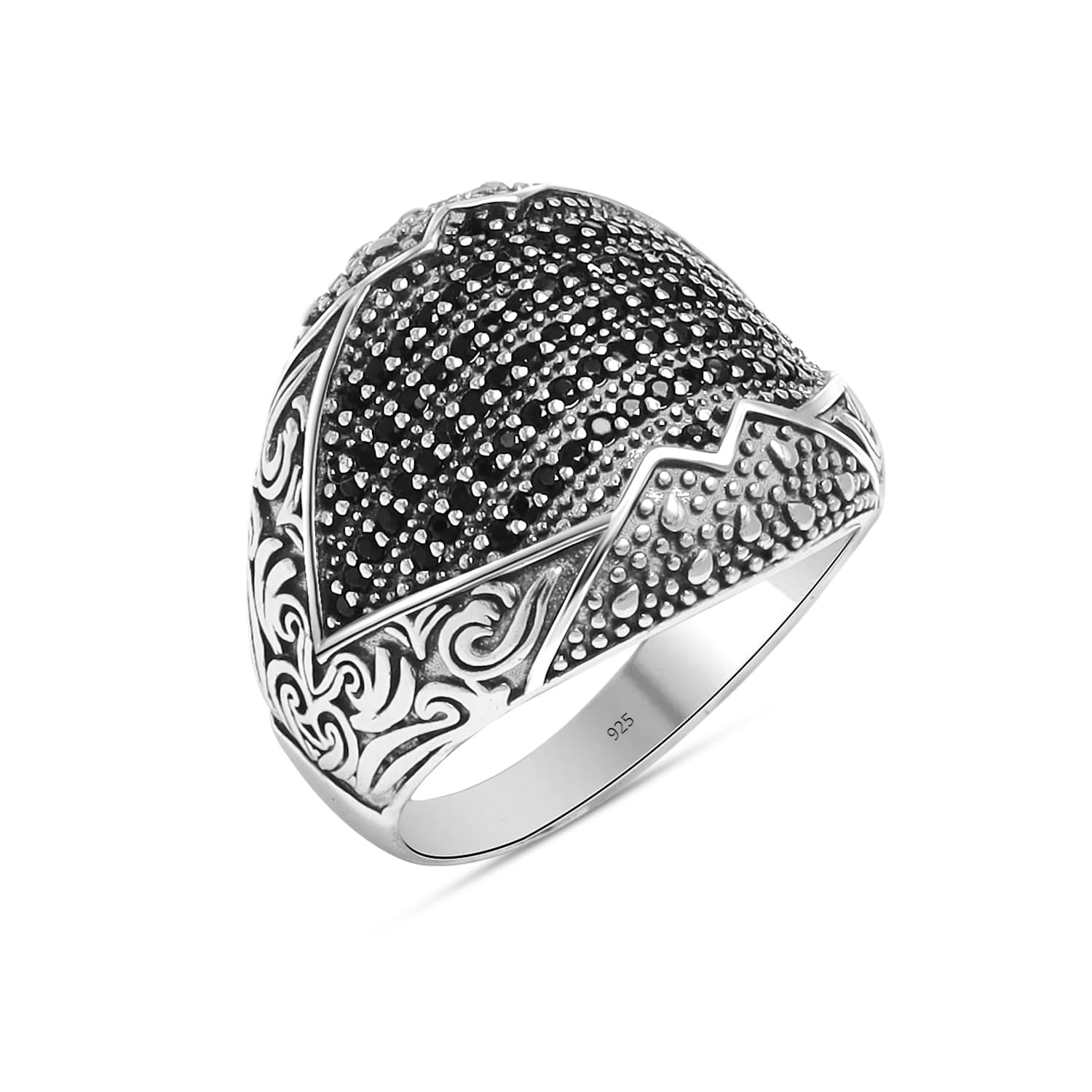 925 Sterling Silver BIS Hallmarked Statement Ring for Men | Vintage Antique Band | Crown Pattern Signet Ring for Men | Silver Jewelry Gift for Him-image-4