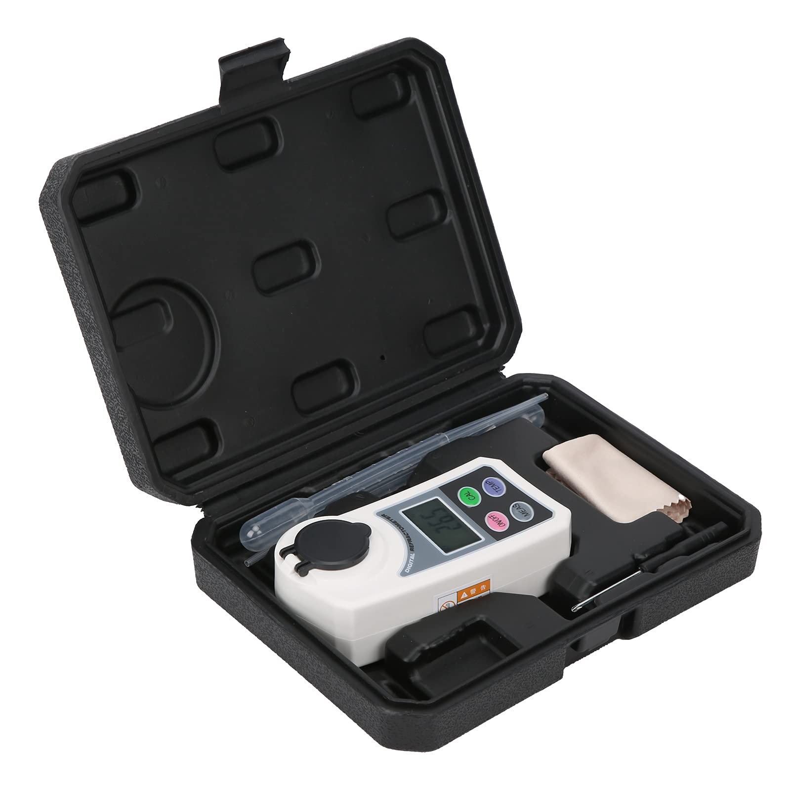 Rifrattometro, Misuratore Digitale con Batteria da 0,5 Precisione da 0 a 55, Tester per Zucchero con Compensazione Automatica della Temperatura, Spegnimento Automatico per Analisi di Frutta,
