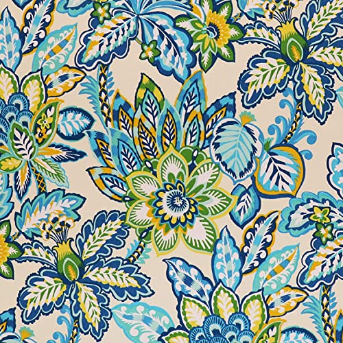RSH DECOR: Foam Ottoman Cushion | 23\" x 19\" x 4\" | All-Weather Spun Fabric | Water-Resistant | Outdoor Replacement Cushion for Patio Furniture | Copeland Caribe Blue Floral - Made in USA