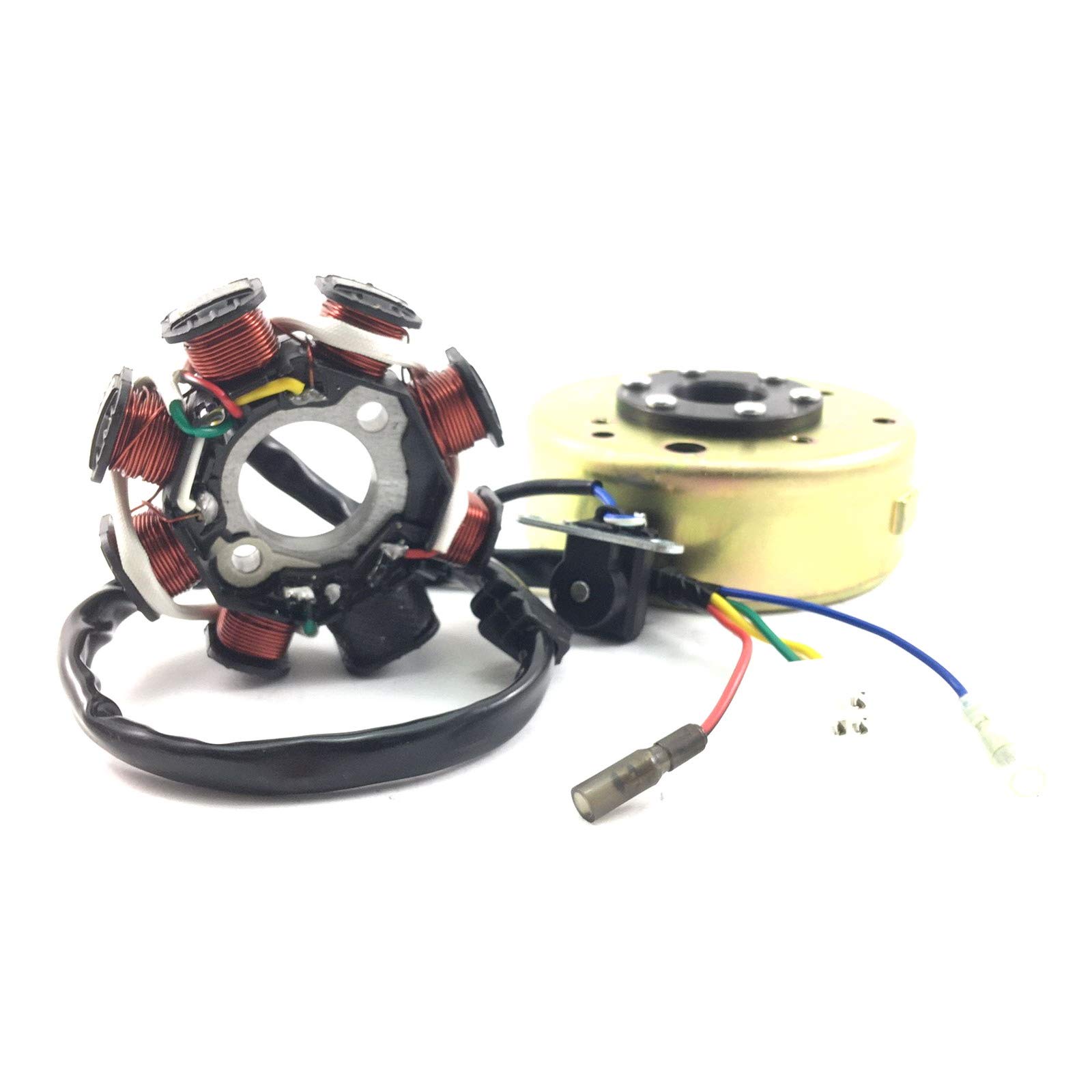 LiMA LICHTMASCHINE STATOR & ROTOR KOMPLETT 8 SPULEN STATOR DC ZÜNDUNG 125-150cc 4-TAKT 152QMI-157QMJ Motoren für ZNEN ZN125 REX BENZHOU BAOTIAN JONWAY HISUN REX YIBEN CHINA ROLLER GY6