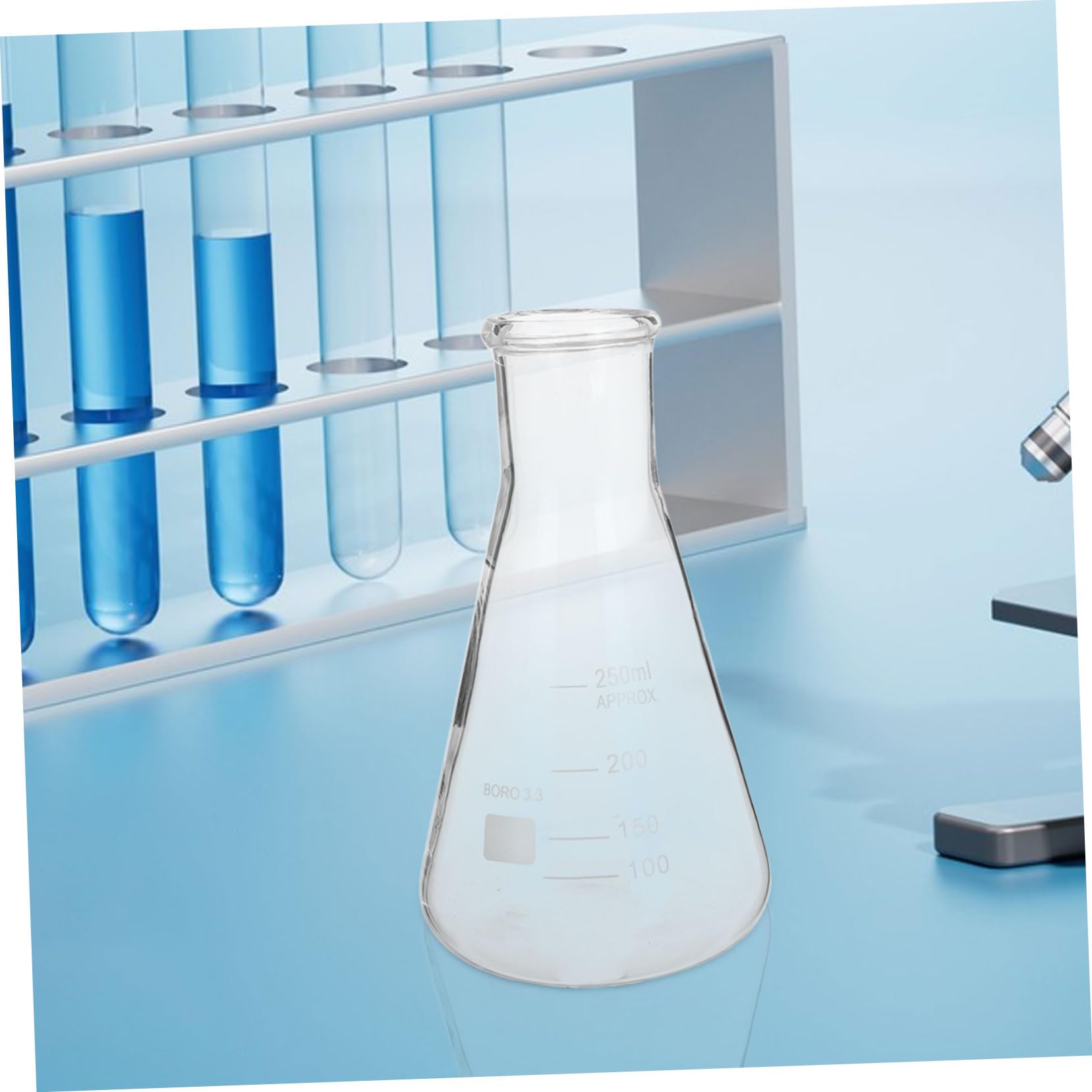 TOPBATHY Erlenmeyer Diseño Cónico Fácil de Llenar y Base Triangular Capacidad de 50ml a 1l Juego de 5 Matraces de Vidrio Borosilicato para Laboratorio Científico