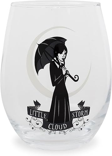 Addams Family Wednesday "Little Storm Cloud" - Vaso de vino sin tallo, vaso para cócteles, capacidad para 20 onzas