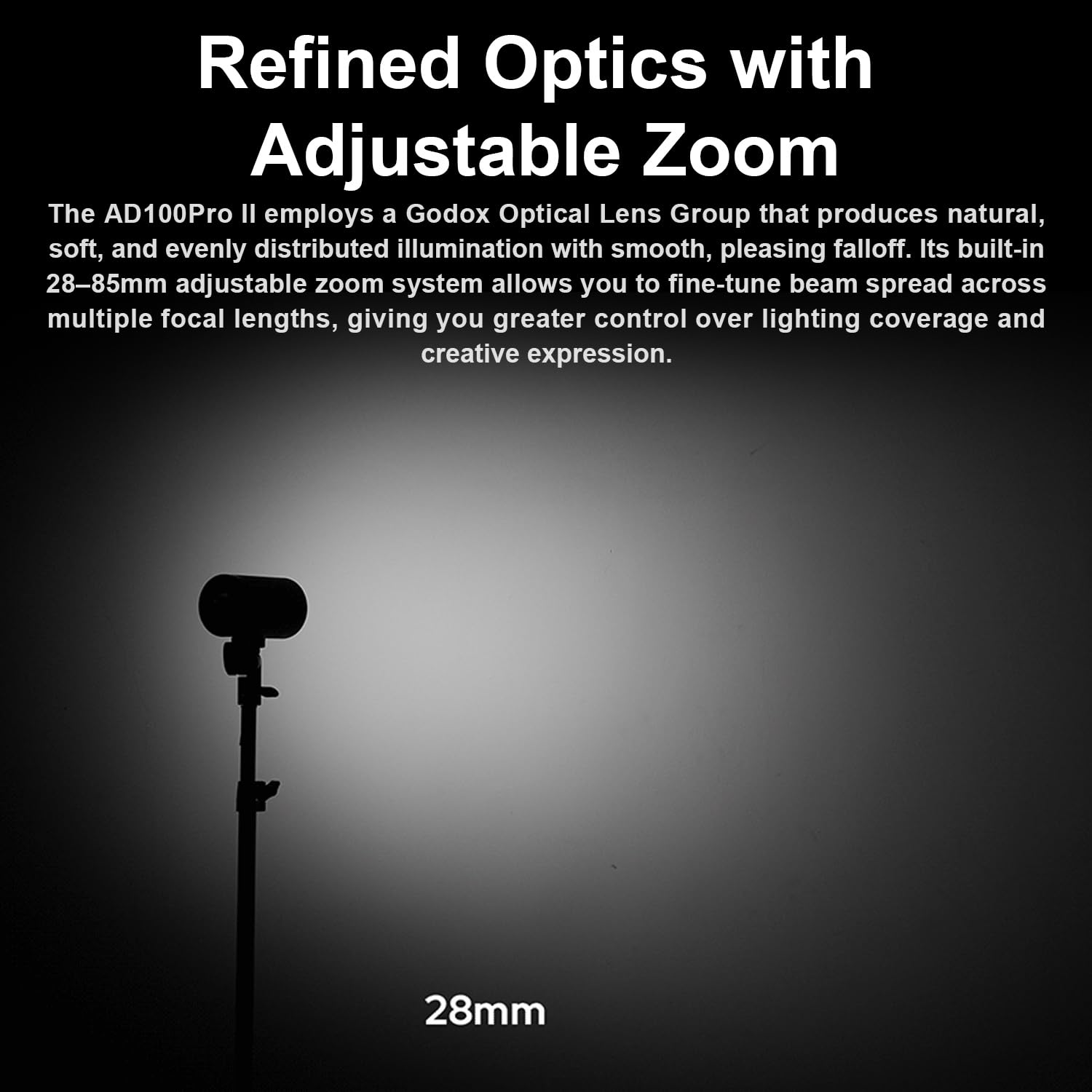 Flash Godox AD100Pro II à tête Ronde 100 W, 60 à 100 flashs Pleine Puissance, 2,4 GHz X sans Fil, TTL/HSS, 2850 mAh USB-C, Support magnétique avec Adaptateur Bowens