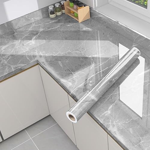 Chejiaye Papel de contacto de mármol, papel tapiz de cocina para despegar y pegar, papel tapiz de mármol, vinilo impermeable para gabinetes,