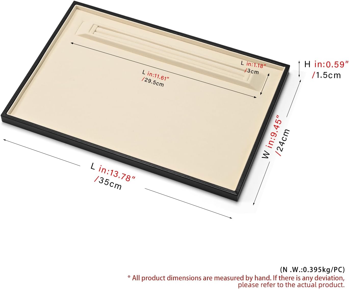 Oirlv Custom Recessed Jewelry Display Tray - Large Size (13.78"x9.45"x0.59") Premium Organizer for Necklace, Ring & Earring Set, Beige Large