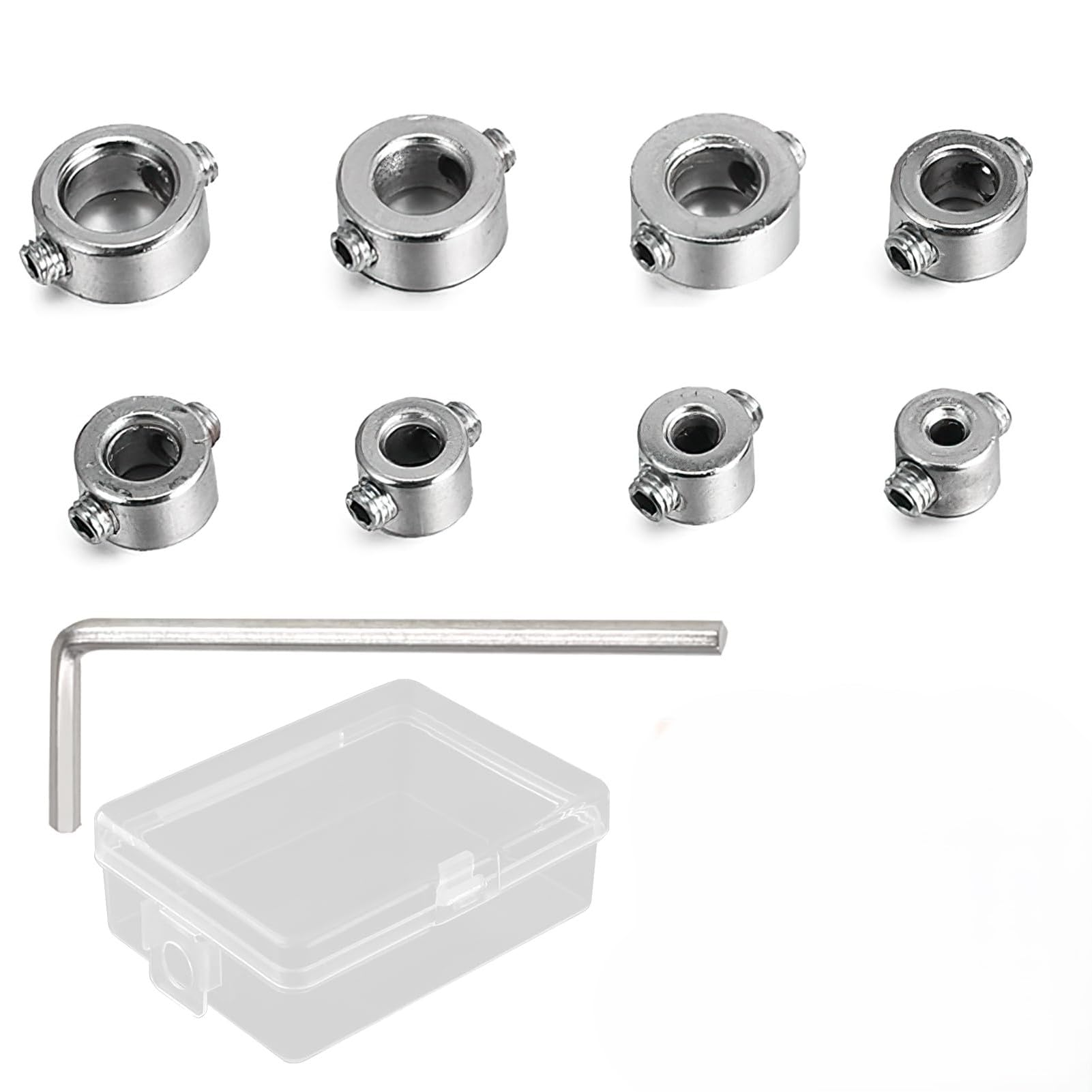 8PCS Stop di Profondità Trapano, Fermi di Profondità per Trapano in Acciaio Inossidabile con Chiave Esagonale, Controllo Preciso Della Profondità di Foratura (ID: 3-10mm)