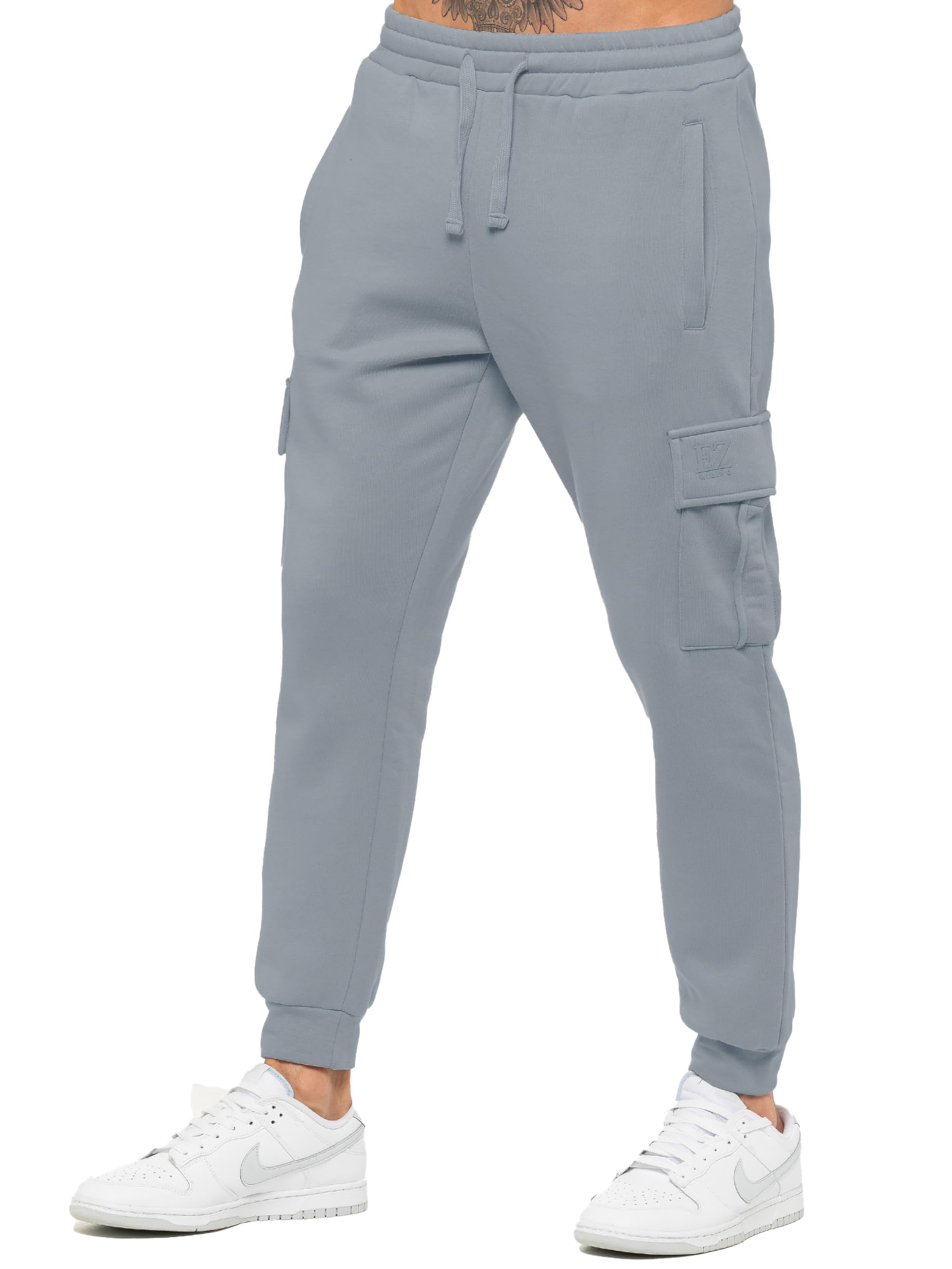 989Zé ENZO Mens Cargo Jogging Trousers Sweatpants Casual Gym Regular Fit Joggers Bottoms (UK, Alpha, M, Regular, Regular, Coastal Blue)