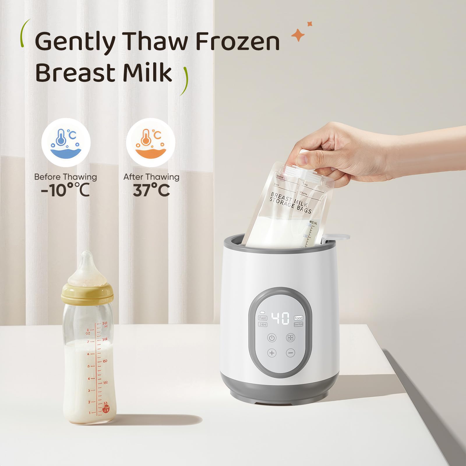 Kidken 8-in-1 flessenwarmer, snelle en gelijkmatige verwarming voor moedermelk en 24 uur warmhoudformule, intelligente sensortechnologie en automatische uitschakeling Kidken 8-in-1 flessenwarmer, snelle en gelijkmatige verwarming voor moedermelk en 24 uur warmhoudformule, intelligente sensortechnologie en automatische uitschakeling