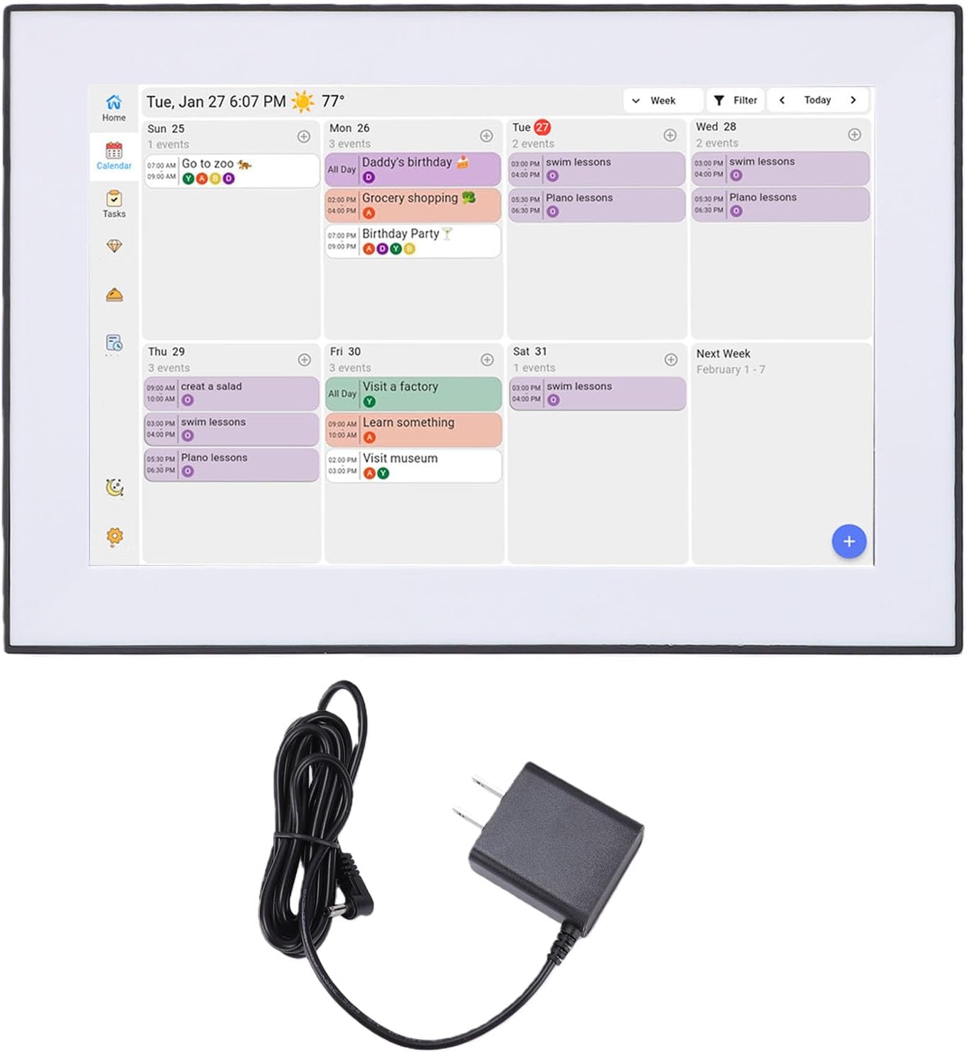 ZJchao 10.1 Inch Smart Digital Calendar Family Planner with Sync for Outlook Meal Plan Family Digital Picture Frame Chore Chart To Do List (US Plug)