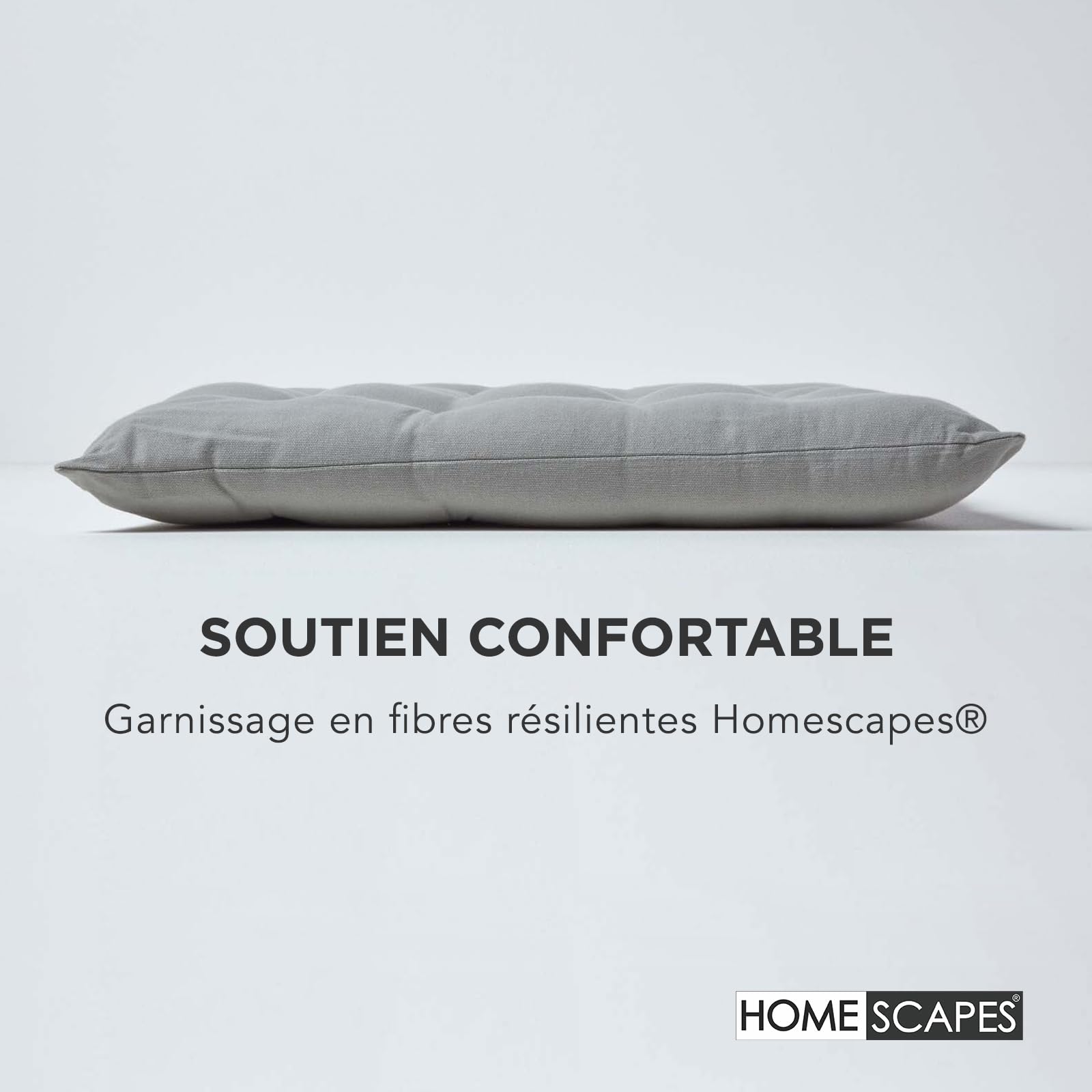 HOMESCAPES Galette de Chaise 40x40 cm, Lot de 6, Coussin de Chaise en Coton, Coloris Gris