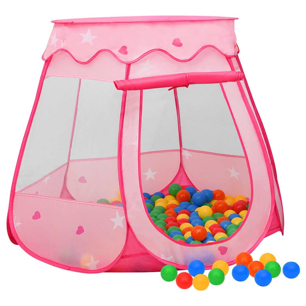Kinder Spielzelt mit 250 Bällen, Rosa, 102 x 102 x 82 cm, Polyester und Stahlrahmen, Spielzelt, Kinderzelt, Krabbeltunnel, Popuptunnel, Indoor Outdoor, Tragetasche