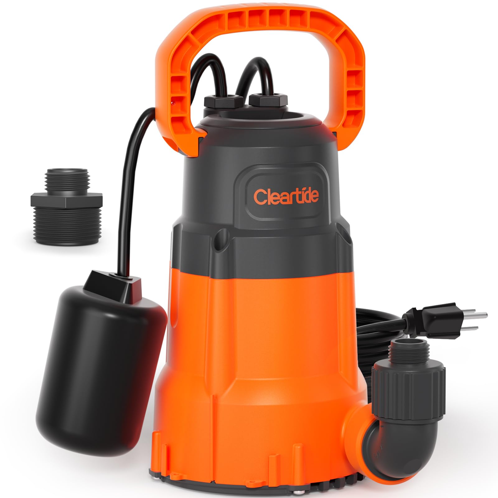 Cleartide Submersible Utility Pump with Float Switch, 2160 GPH High Flow, Water Pump with Copper Motor, Ideal for Yard and Flooded Cellar, Hot Tub, Garden Irrigation