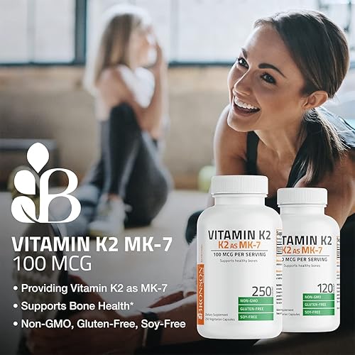 Miniatura 3 de Bronson Vitamina K2 como MK-7 Menaquinona 100 mcg sin OGM, 120 cápsulas