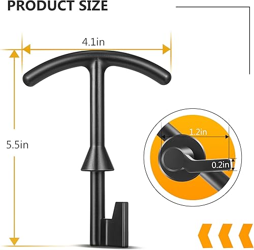 Miniatura 3 de Feekoon Llave de caja del medidor de agua, cubierta del medidor de agua, herramienta de apertura de tapa, gancho de llave en T de metal de calidad