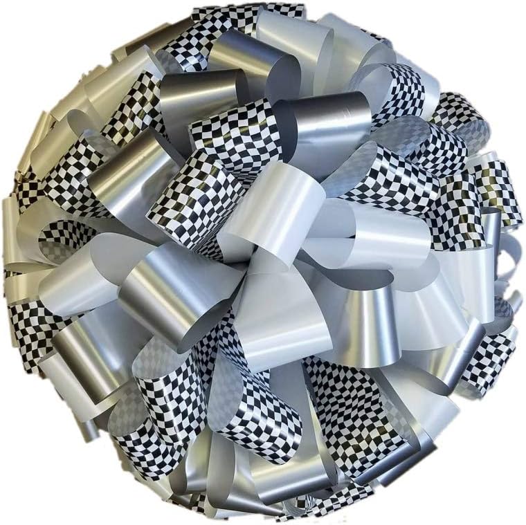 Checkered Car Bows (Green n Gold, 20")