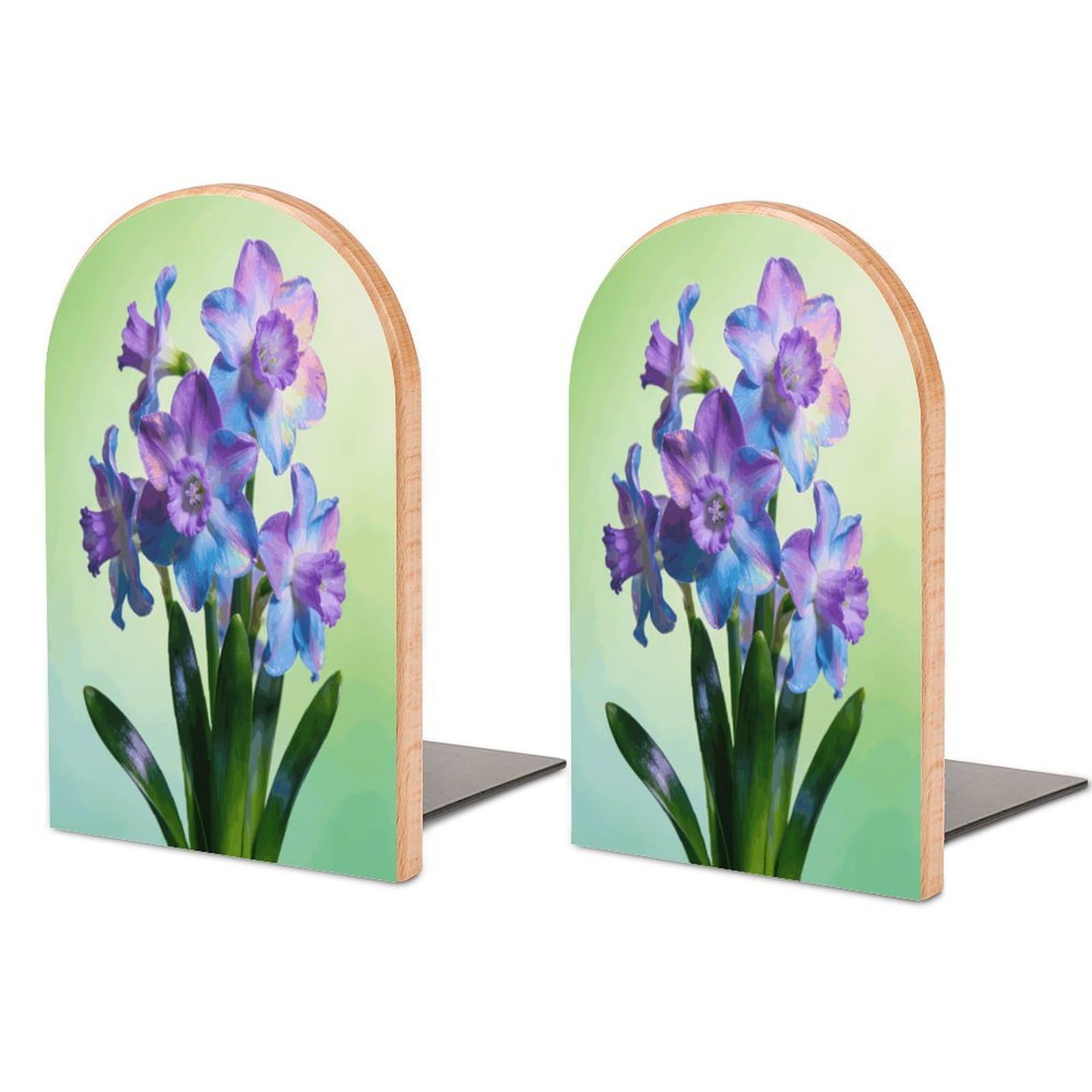 Sujetalibros decorativos antideslizantes Narcissus de madera resistente para mesa