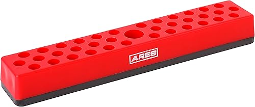 ARES 60011 - Organizador de brocas hexagonales rojo de 37 agujeros con base magnética fuerte, mantén tus brocas favoritas de especialidad, taladro,