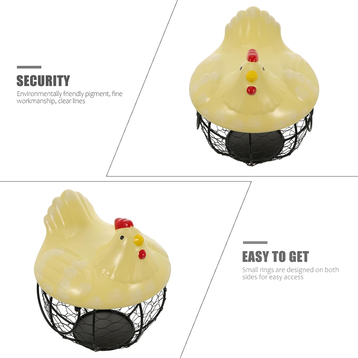 Gadpiparty Chicken Shape Egg Holder Basket Small Iron Snack Storage Basket for Kitchen Countertop Home Decor