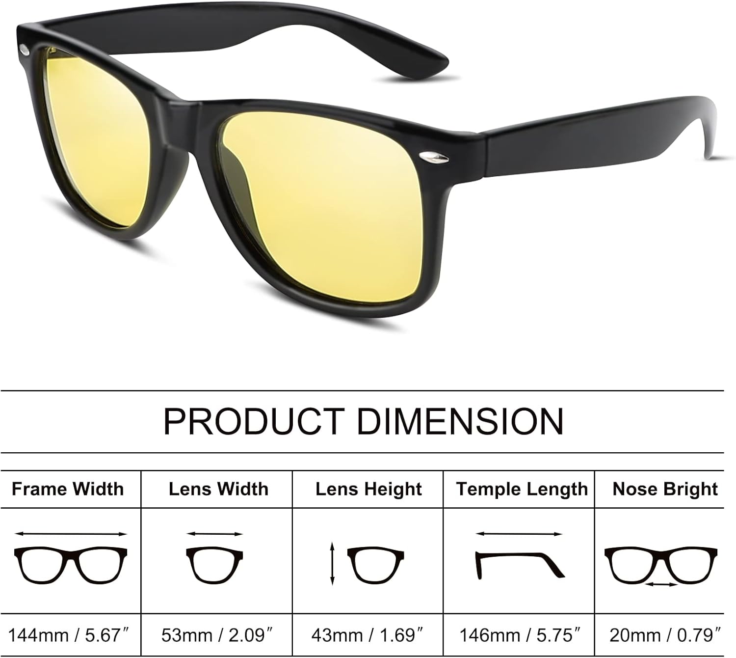 Wzerry Night Vision Glasses for Women Men, Polarized Night Driving Glasses Anti-Glare HD Yellow Lens Enhance Vision - Image 4