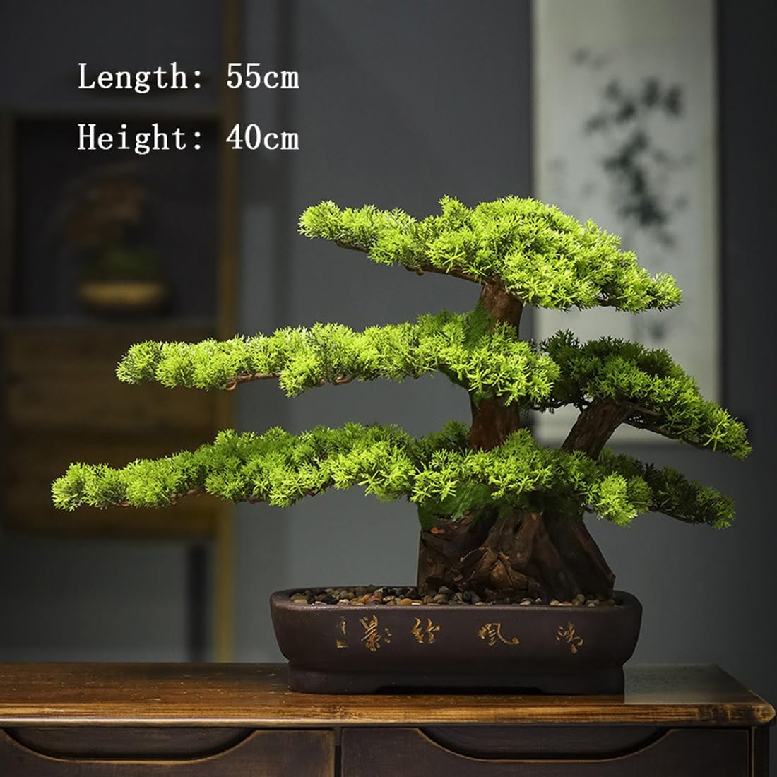 Árbol bonsái artificial, planta falsa de pino de imitación para decoración de jardín interior, ideal para decoración de escritorio del hogar u oficina
