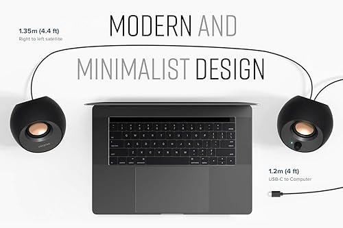 Miniatura 6 de Creative Pebble V3 Minimalistic 2.0 Altavoces de escritorio USB-C con audio USB, mejora de diálogo claro, Bluetooth 5.0, 8 W RMS con 16 W de