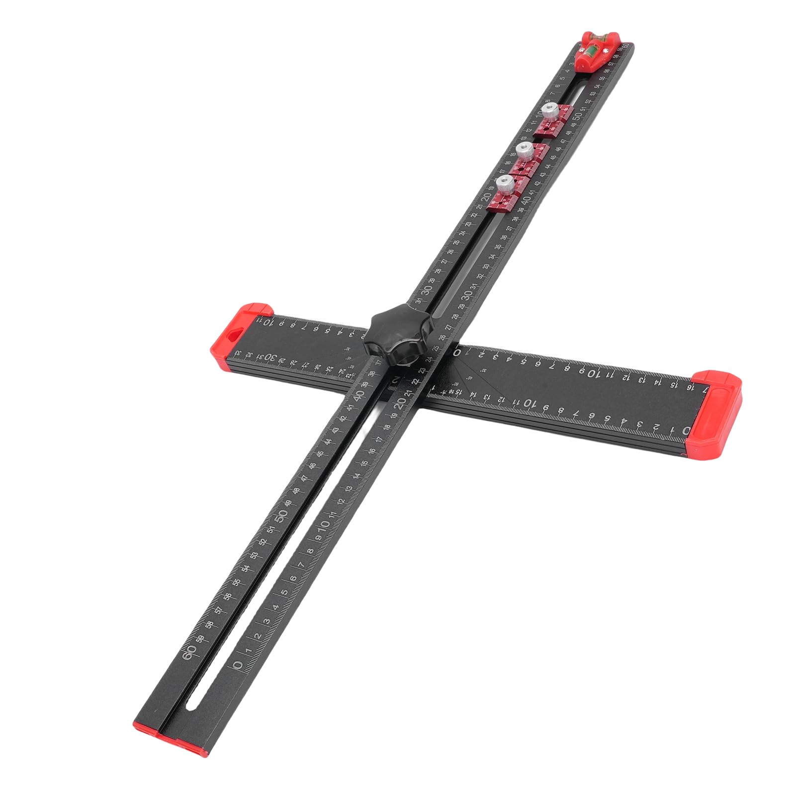 Squadra a T per la Lavorazione del Legno da 60 Cm, Lega di Alluminio con Livelle a Bolla, Strumento di Foratura di Precisione per Installazione di Mobili e Carpenteria