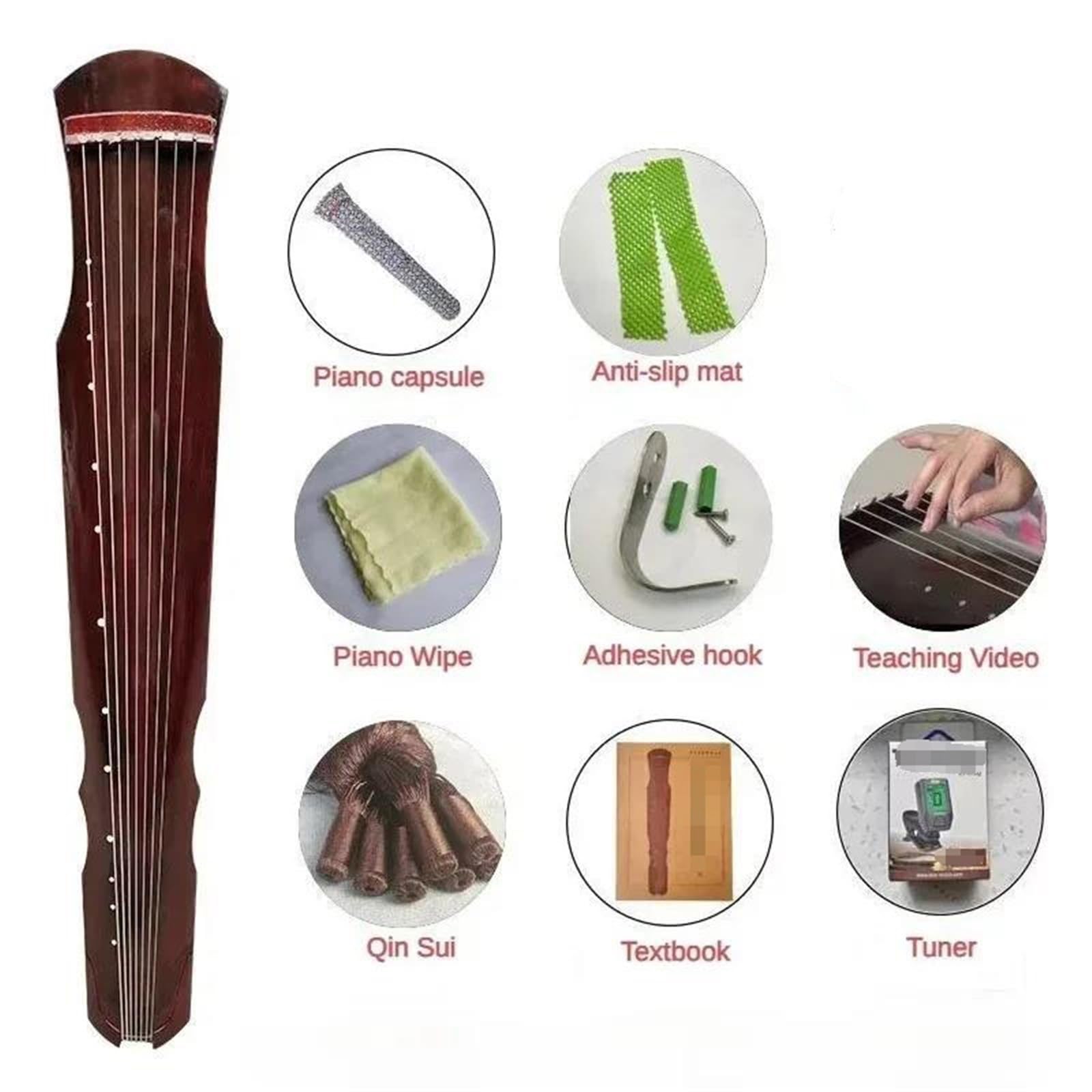 Professional Guqin Fuxi Guqin Fatto A Mano A 7 Corde Per Principianti Adulti Pratica Strumenti A Corda Insegnamento Di Prestazioni Professionali(Brown)