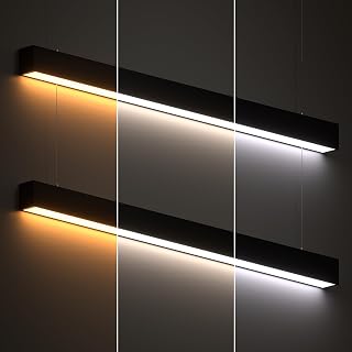 JTT 4FT LED Linear Light Fixture, 30W/40W/50W 3CCT 3/4/5000K CCT - 2Pack | Linkable Office Shop Light Fixture, 0-10 Dimmable Architectural LED Suspension Office Lighting Fixture ETL Listed