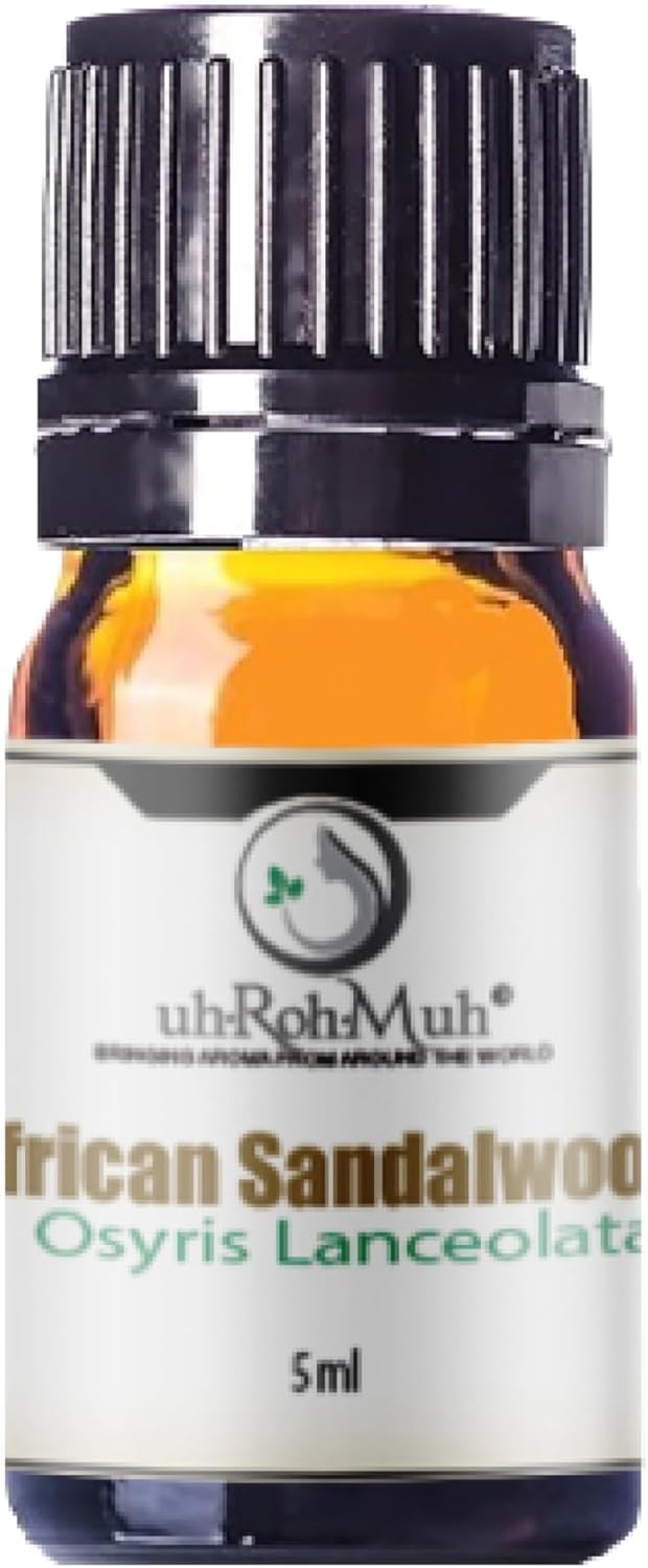 100% Pure African Sandalwood Essential Oil, Osyris Lanceolata, Steam Distilled Wood Oil, Sweet Woody Aroma for Aromatherapy, Diffuser, Massage, Skin Care, Natural Perfumery, Relaxation – 5 ml