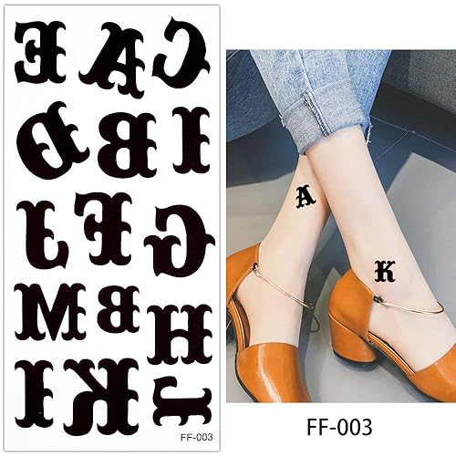 Miniatura 4 de Glaryyears Tatuaje temporal de letras, paquete de 5 tatuajes falsos con palabras, calcomanías realistas de larga duración para muñeca de dedo