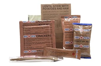 MRE STAR Survival Meal Box Emergency Meals Ready to Eat with Accessories and FRH Compact and Lightweight Packaging Extended Shelf Life 12 pcs Individual Fully-Cooked Meals