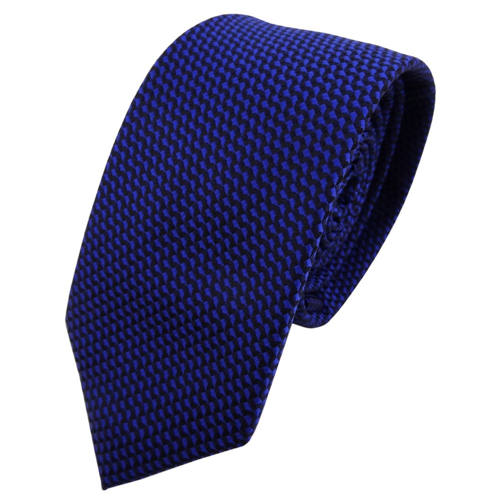 TigerTie – Cravatta Moda Stretto, Blu Ultramarin Con Strisce Bianche E Nere, Lunghezza 150 Cm