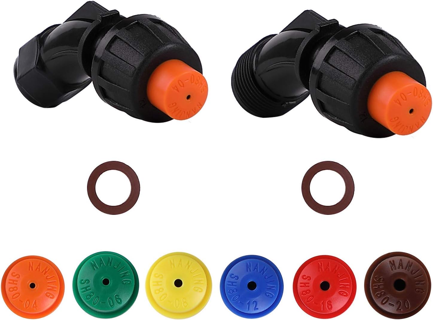 sprayer nozzle kit, hollow cone nozzle 6 piece, 80 degree angle fan spray, suitable for sprayer and other tools