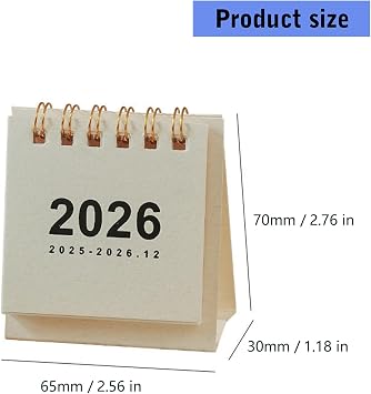 2026 Desk Calendar 18 Month Reference Jul 2025 to Dec 2026 Twin-Coil Binding Desktop Planner