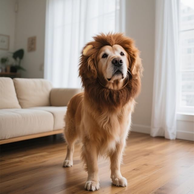 Foto 7 de 7 de yolzhxe Melena para Perro con Orejas, Ajustable Disfraz Mascota, M