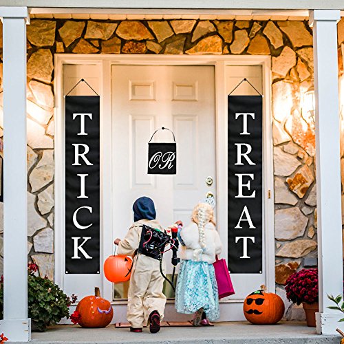 Partytalk 3Pcs Trick Or Treat Halloween Banner Outdoor, Halloween Hanging Sign For Home Office Porch Front Door Halloween Decorations #TOP3